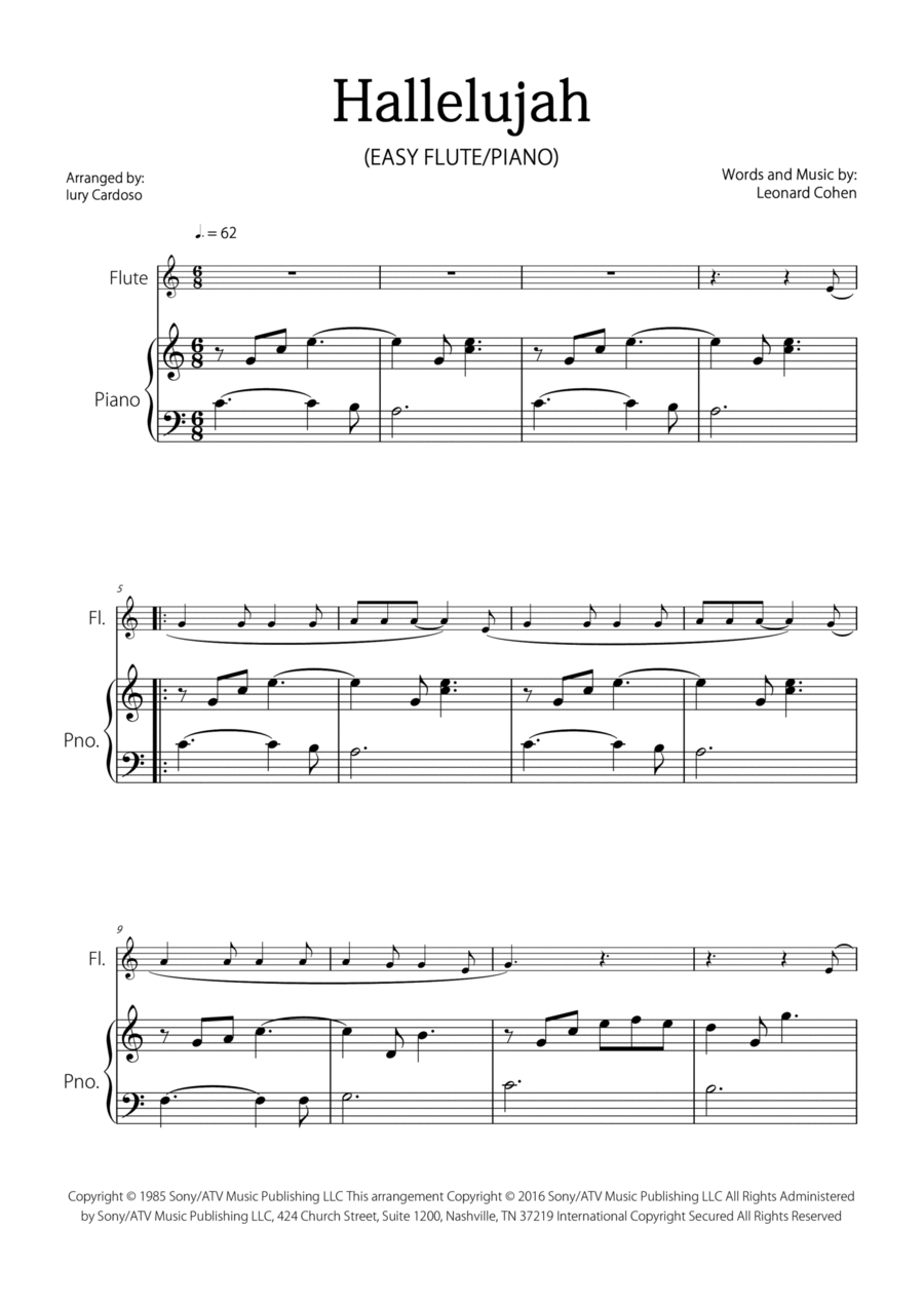 Hallelujah Flute scores gallery preview page 1