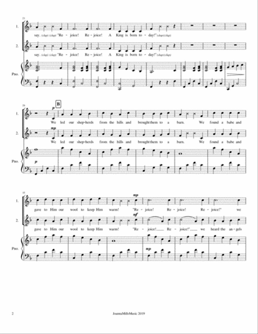 Rejoice! Rejoice! A King Is Born Today (The Sheep's Carol) 2-Part scores gallery preview page 3