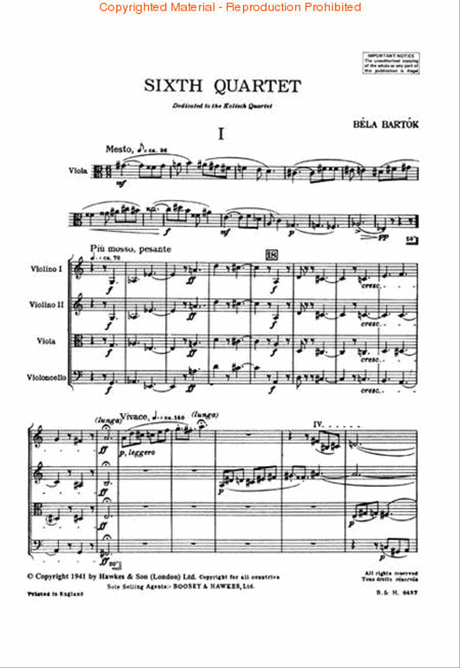 String Quartet No. 6 (1939) String Quartet scores gallery preview page 2