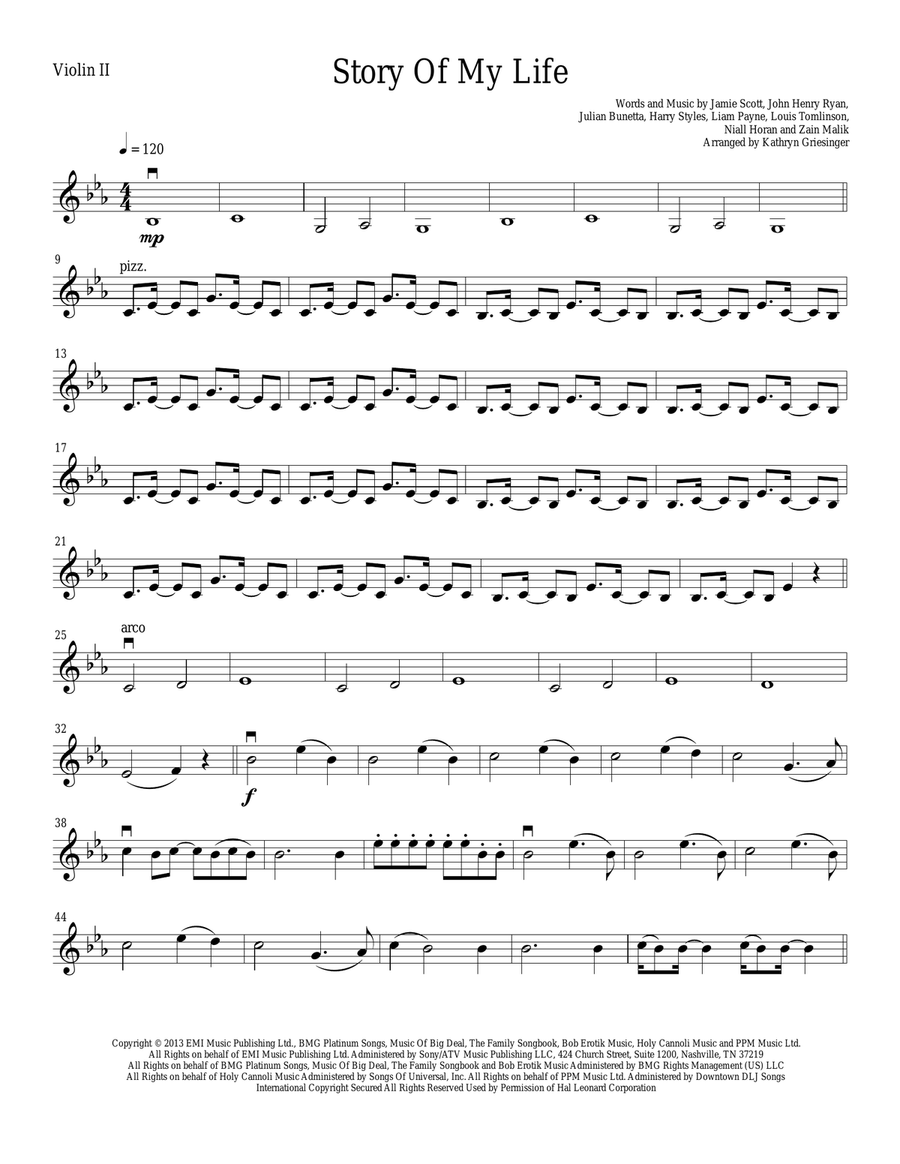 Story Of My Life String Quartet scores gallery preview page 4