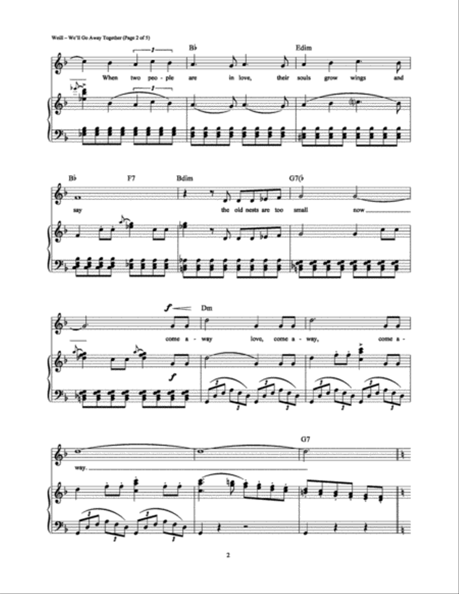 We'll Go Away Together Piano, Vocal, Guitar scores gallery preview page 2
