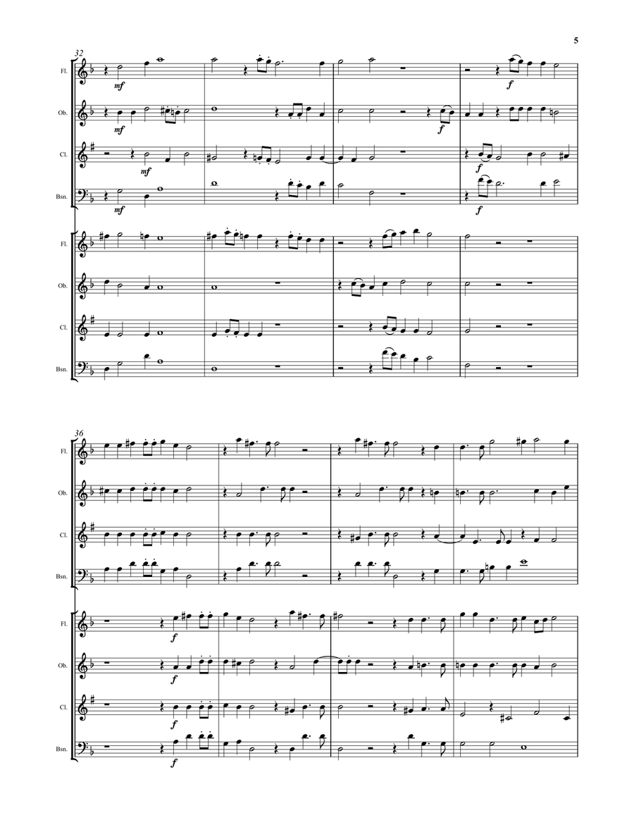 Buccinate in Neomenia Tuba (Blow the trumpet in the new moon) by Giovanni Croce for woodwind octet Woodwind Ensemble scores gallery preview page 5