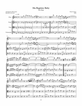 Ma Ragtime Baby, Two Step (1898), by Fred S. Stone, arranged for Flute & String Trio