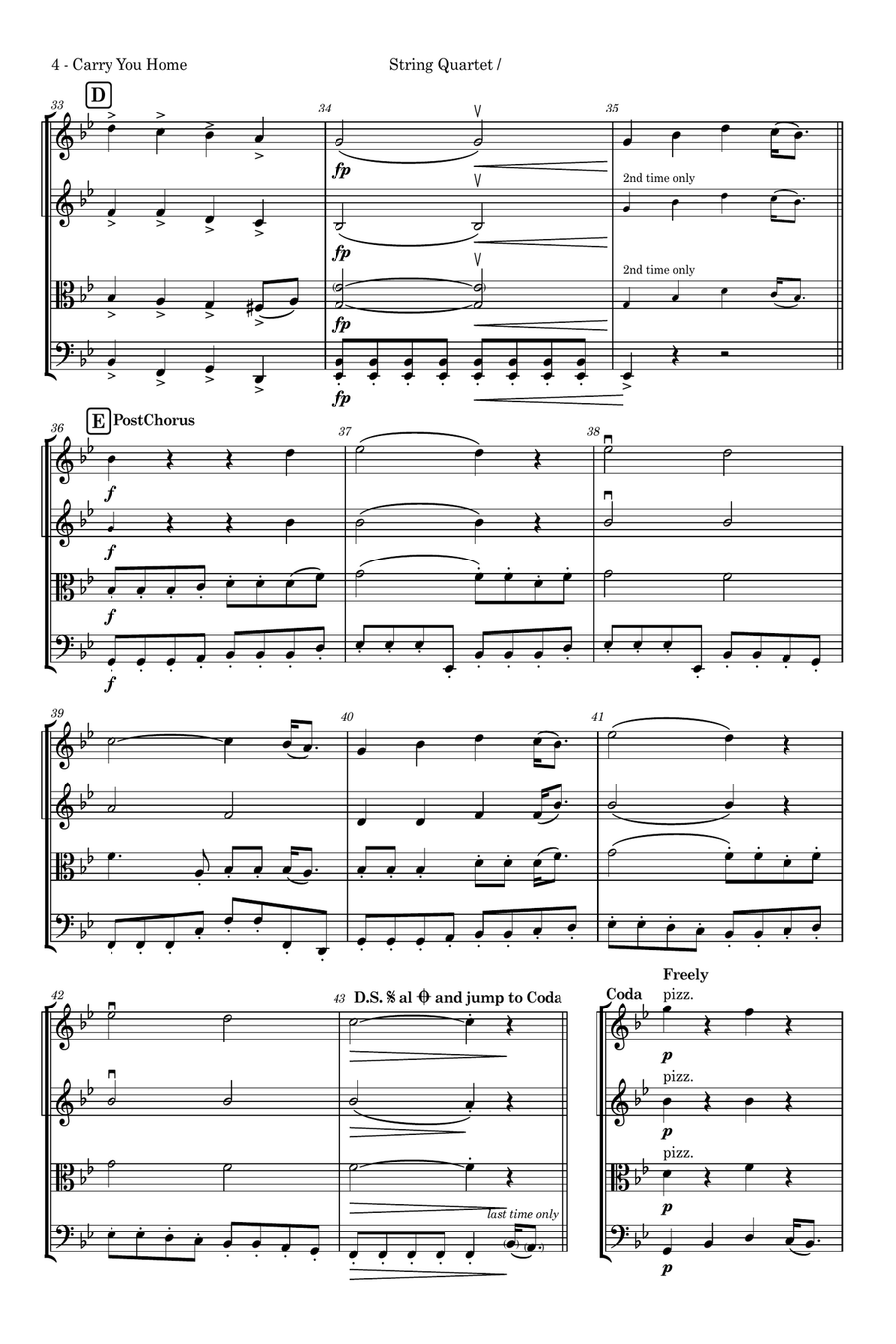Carry You Home String Quartet scores gallery preview page 4