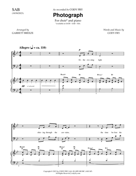 Photograph (SAB Choir & Piano) image number null