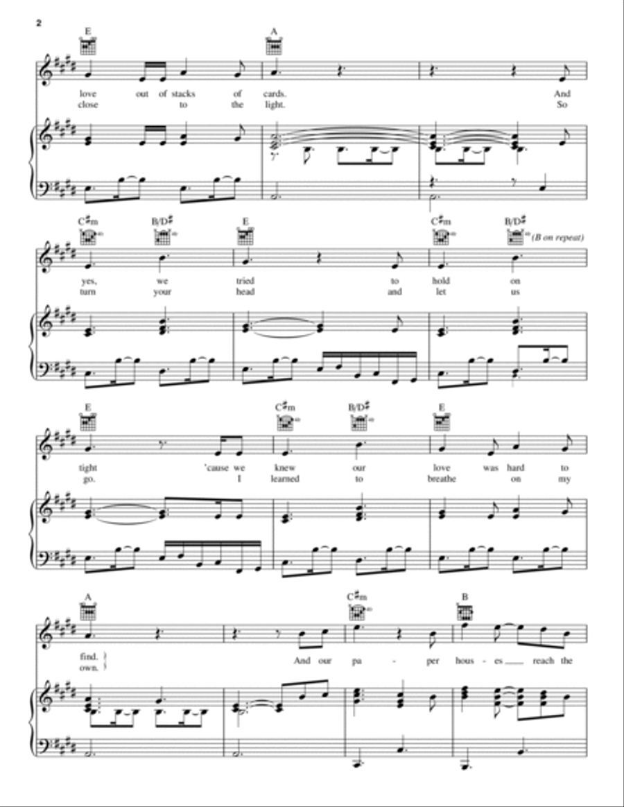 Paper Houses Piano, Vocal, Guitar scores gallery preview page 2
