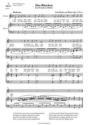 Das Roschen, Op. 15 No. 5 (Original key. F Major)