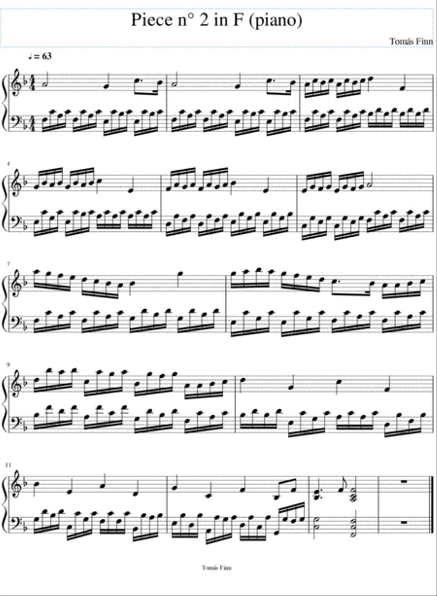 Piece n°2 in F (piano) Piano Solo scores gallery preview page 1