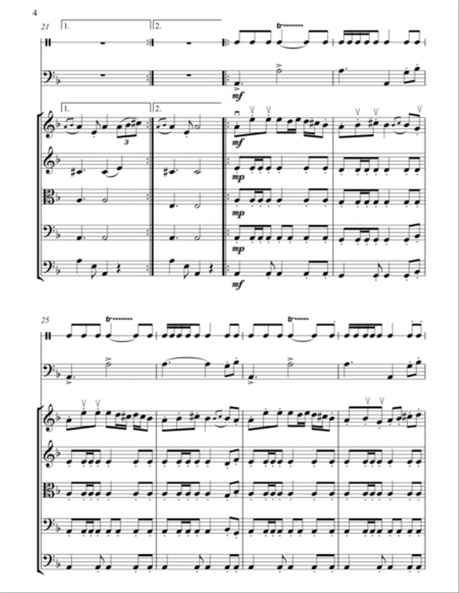 Shirto Horo-Traditional Bulgarian Dance for String Orchestra with optional parts for tambourine and String Orchestra scores gallery preview page 5