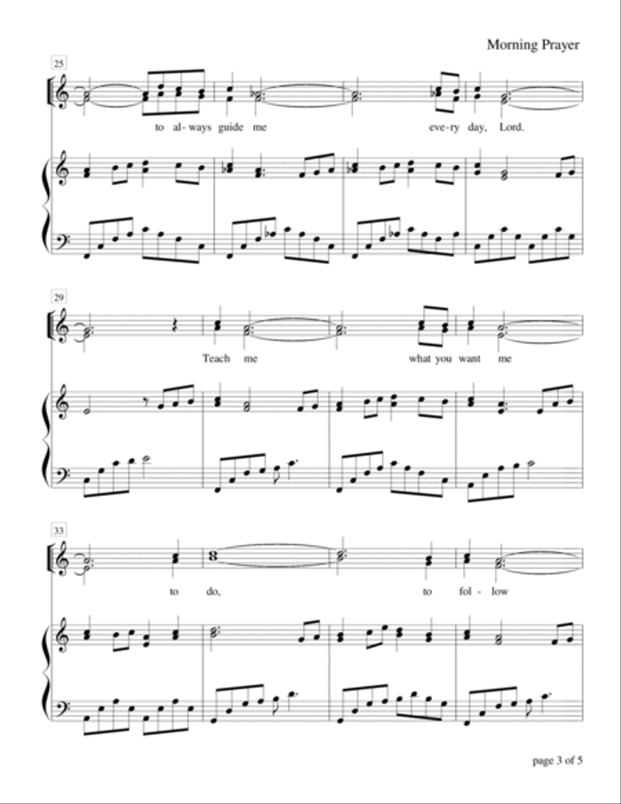 Morning Prayer - Psalm 143 (for SA choir with piano accompaniment) SA scores gallery preview page 5