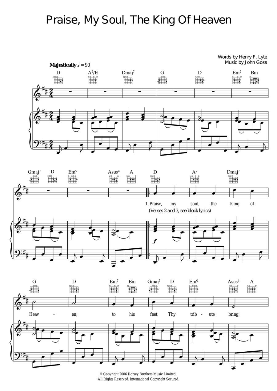 Praise, My Soul, The King Of Heaven Piano, Vocal scores gallery preview page 1