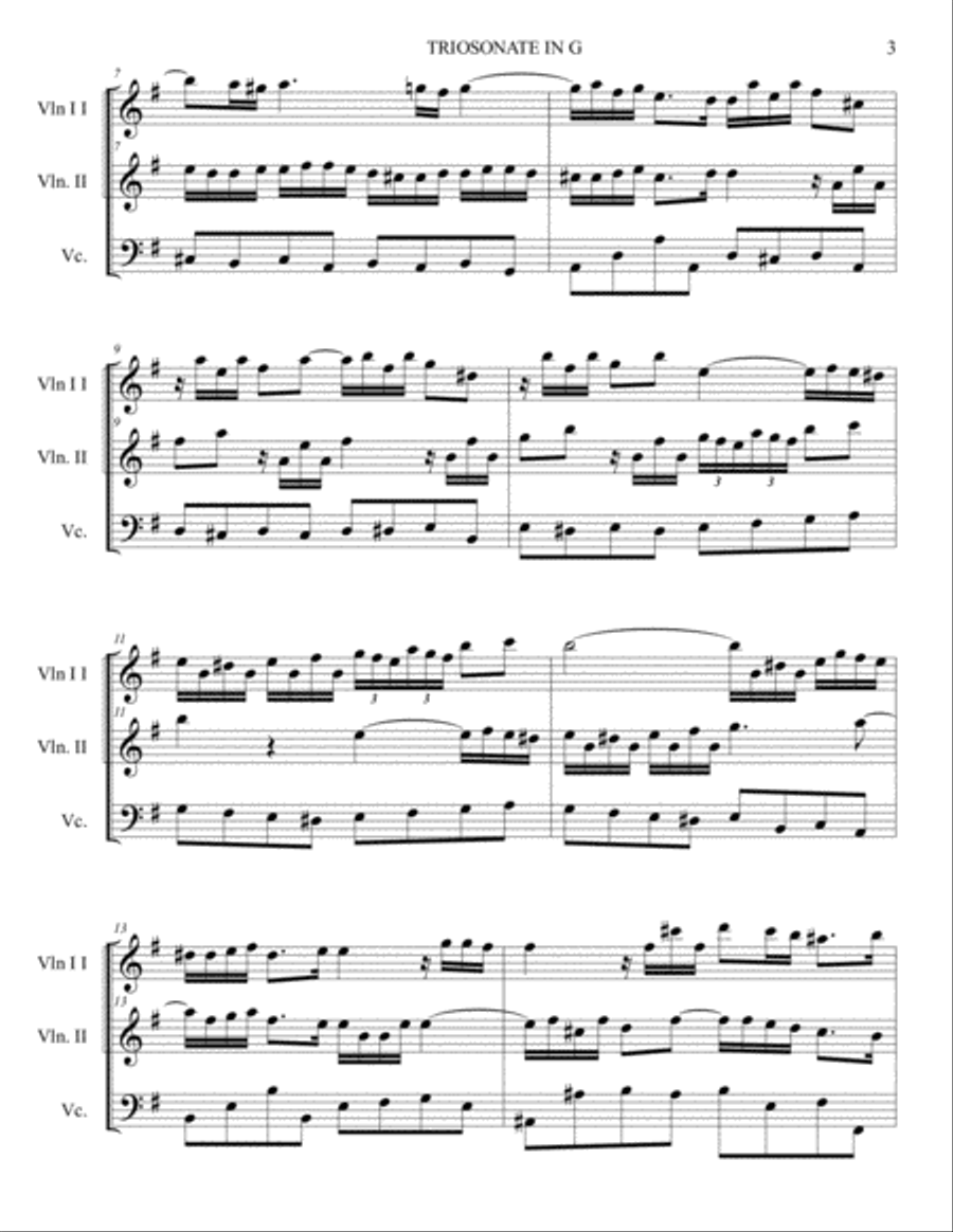 TRIOSONATA IN G - Arr. for Trio String TRIOSONATA IN G - Arr. for Trio String String Trio scores gallery preview page 3