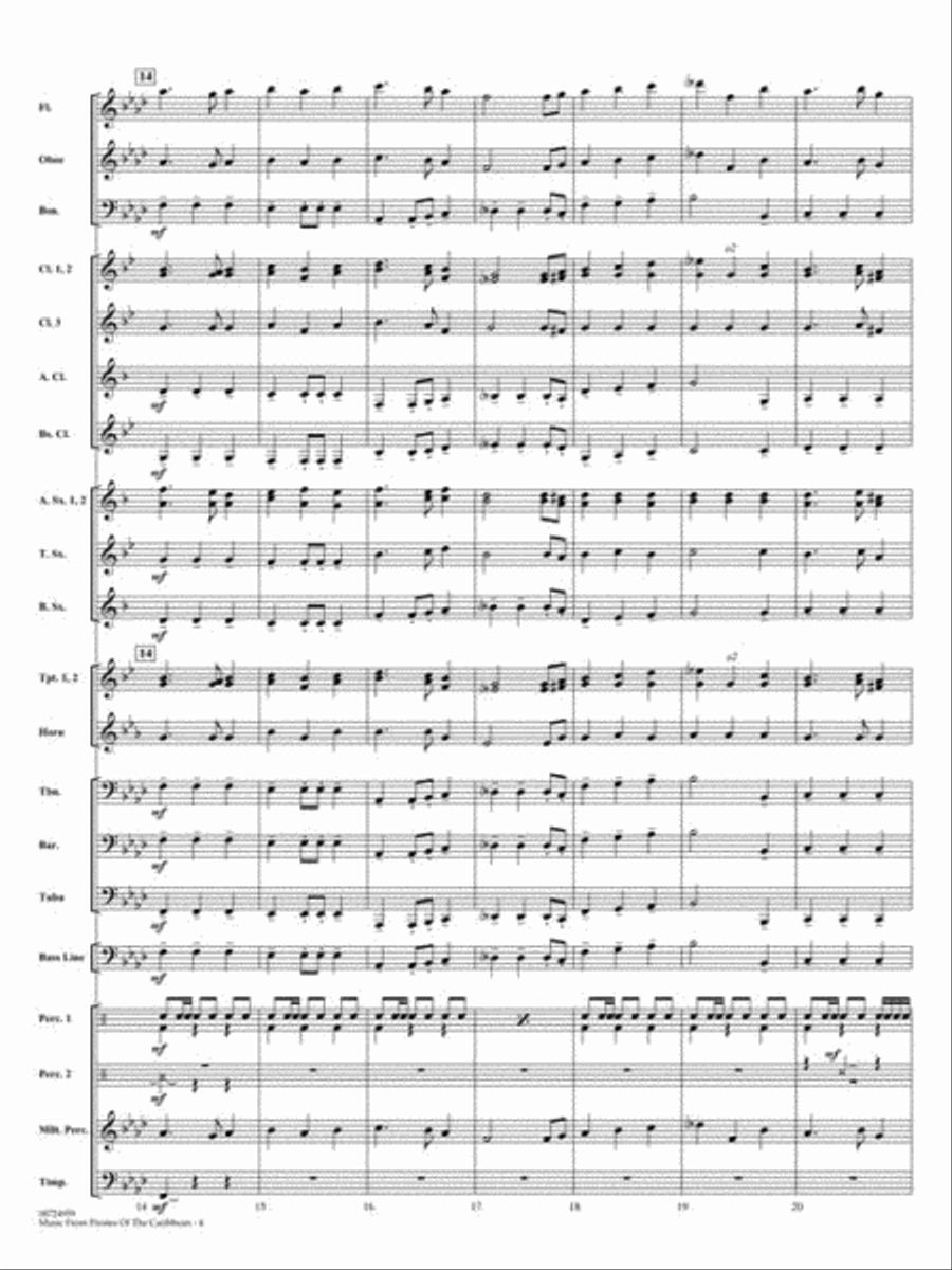 Music from Pirates of the Caribbean Concert Band scores gallery preview page 6