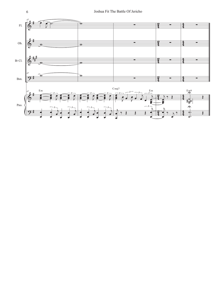 Joshua Fit The Battle of Jericho (Woodwind Quartet and Piano) by Mahalia Jackson Woodwind Quartet - Digital Sheet Music page 6