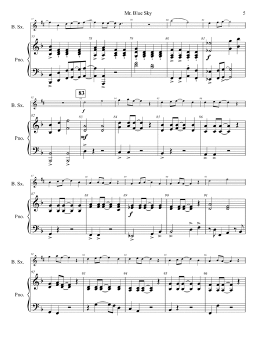 Mr. Blue Sky Baritone Saxophone scores gallery preview page 6