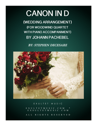 Book cover for Pachelbel's Canon (Wedding Arrangement for Woodwind Quartet - Piano Accompaniment)