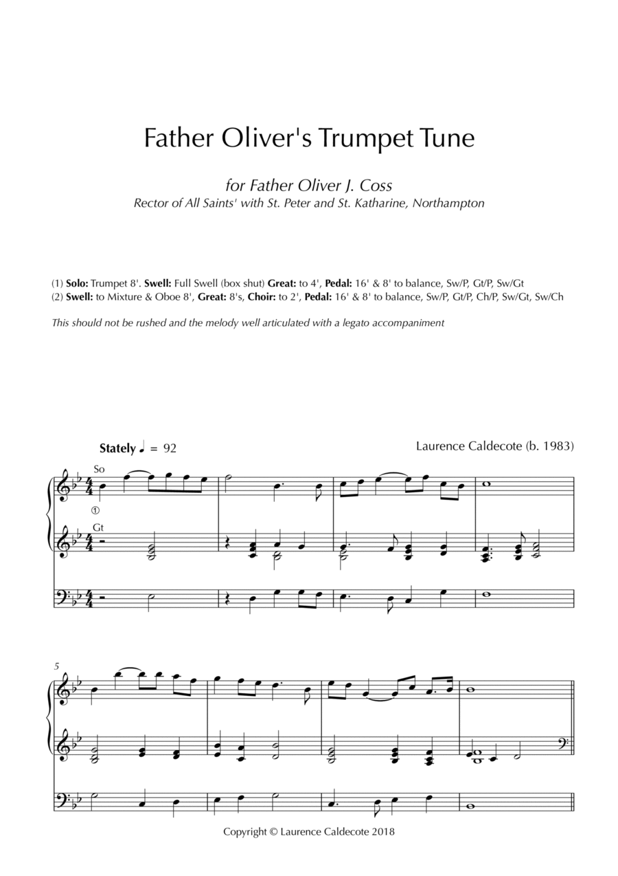 Father Oliver's Trumpet Tune Trumpet scores gallery preview page 1