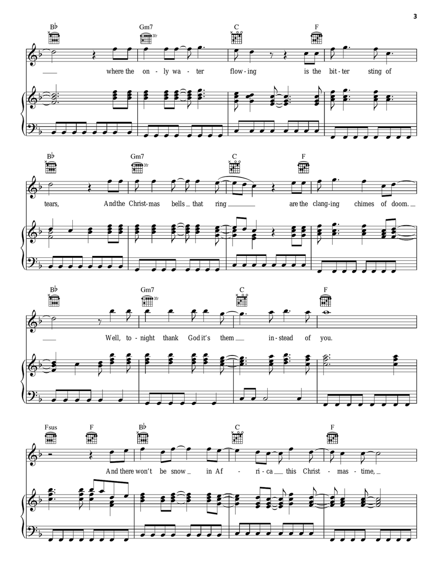 Do They Know It's Christmas? (Feed The World) Piano, Vocal, Guitar scores gallery preview page 3