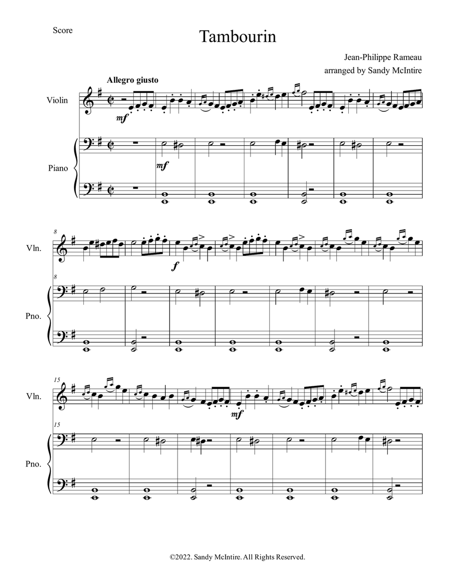 Tambourin Chamber Music scores gallery preview page 1
