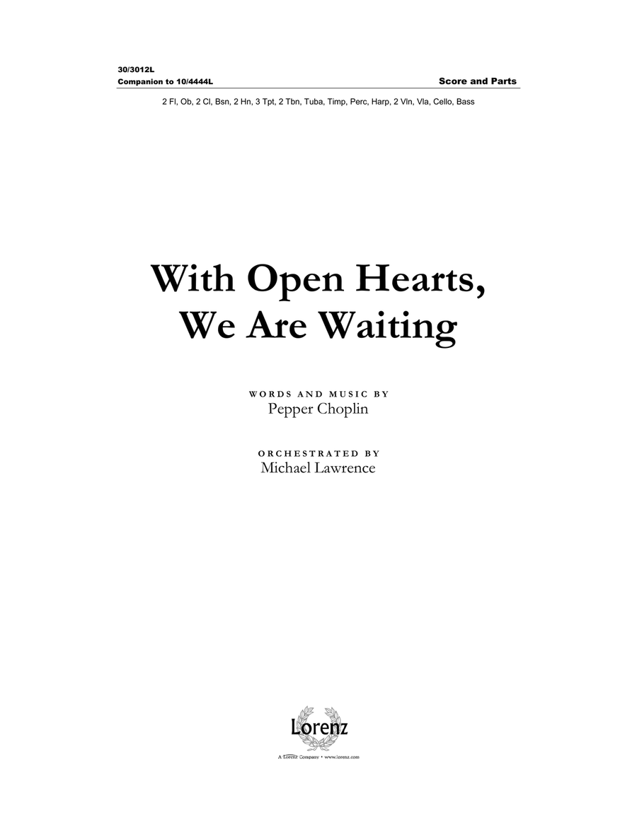 With Open Hearts, We Are Waiting - Orchestral Score and Parts Full Orchestra scores gallery preview page 1
