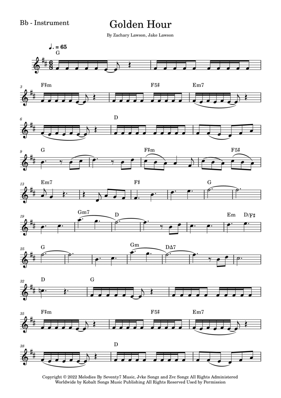 Golden Hour Tenor Saxophone scores gallery preview page 1