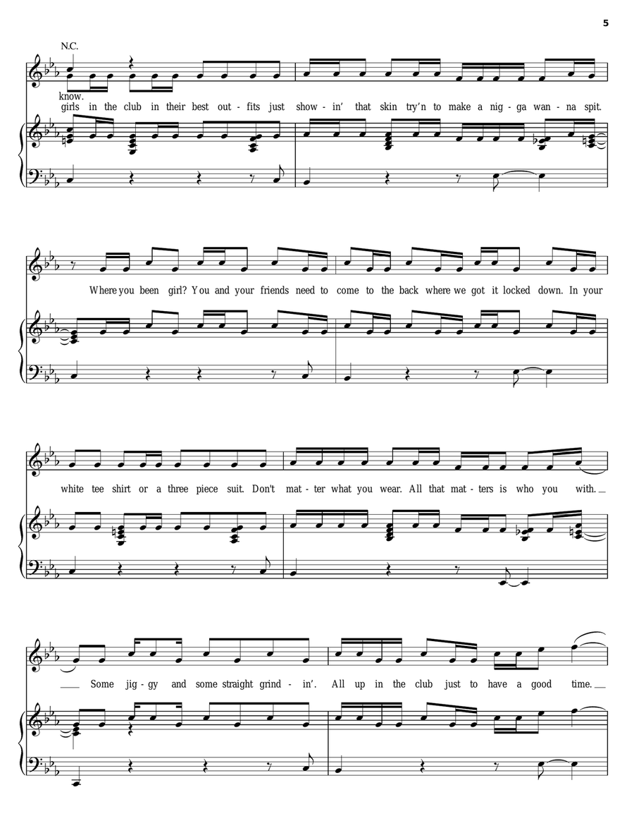 Where The Party At Piano, Vocal, Guitar scores gallery preview page 5
