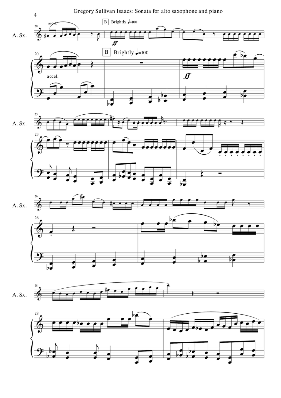 Gregory Sullivan Isaacs: Sonata for alto saxophone and piano Alto Saxophone scores gallery preview page 4
