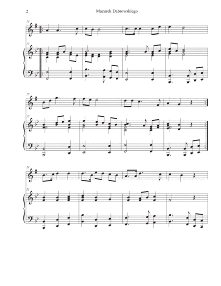 Polish National Anthem - Mazurek Dabrowskiego (Alto Sax & Piano) Poland Alto Saxophone scores gallery preview page 2