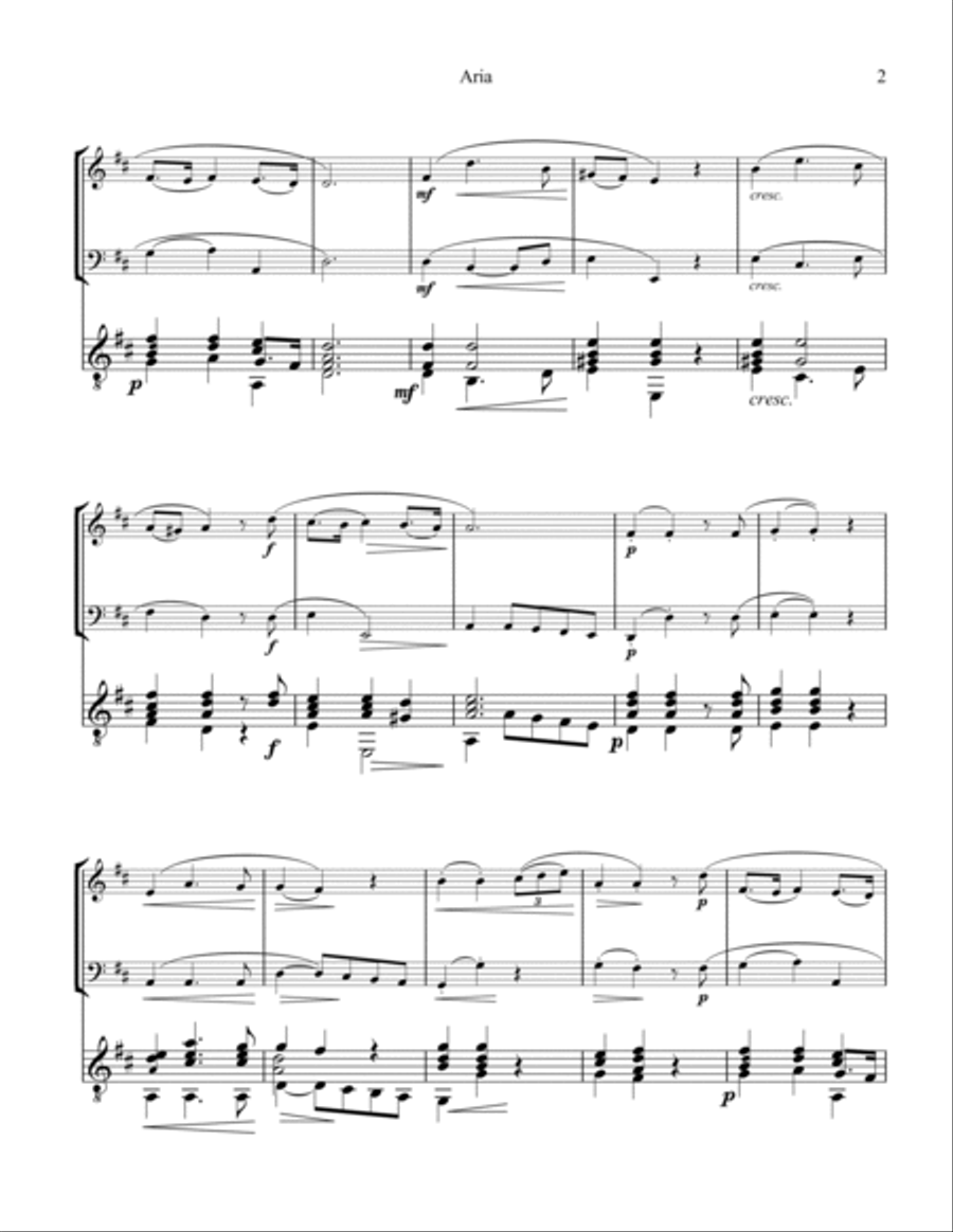Aria - Lascia ch'io pianga for violin, cello and guitar Small Ensemble scores gallery preview page 3