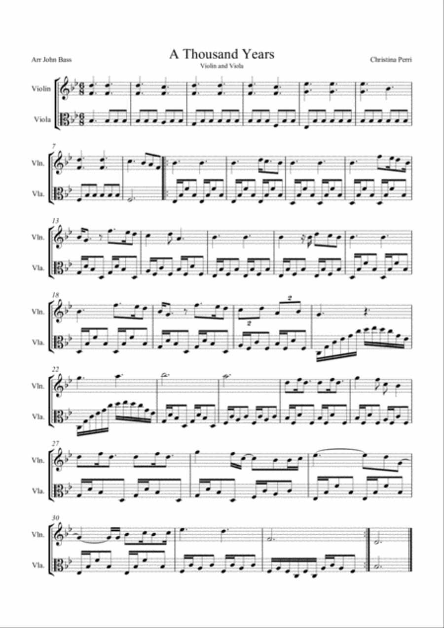 A Thousand Years Set of Parts scores gallery preview page 1