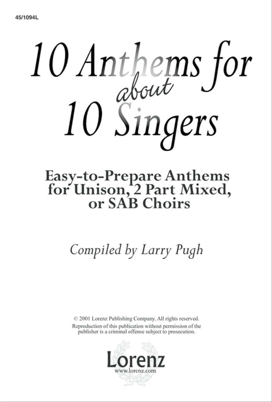 10 Anthems for about 10 Singers Unison Choir scores gallery preview page 2