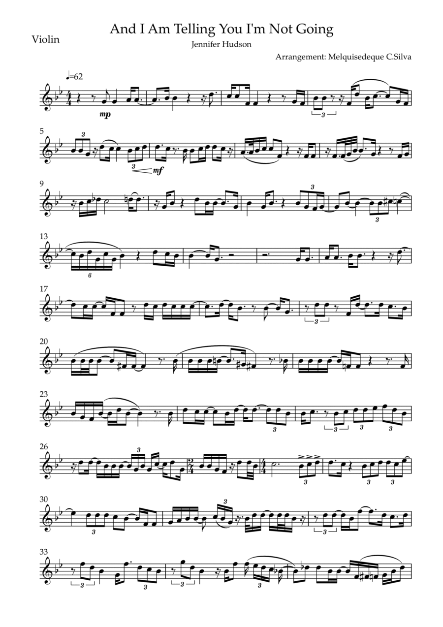 And I Am Telling You I'm Not Going Violin Solo scores gallery preview page 1