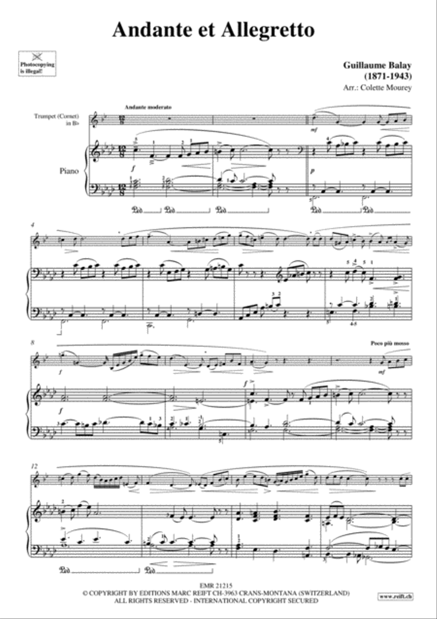 Andante et Allegretto Cornet scores gallery preview page 3
