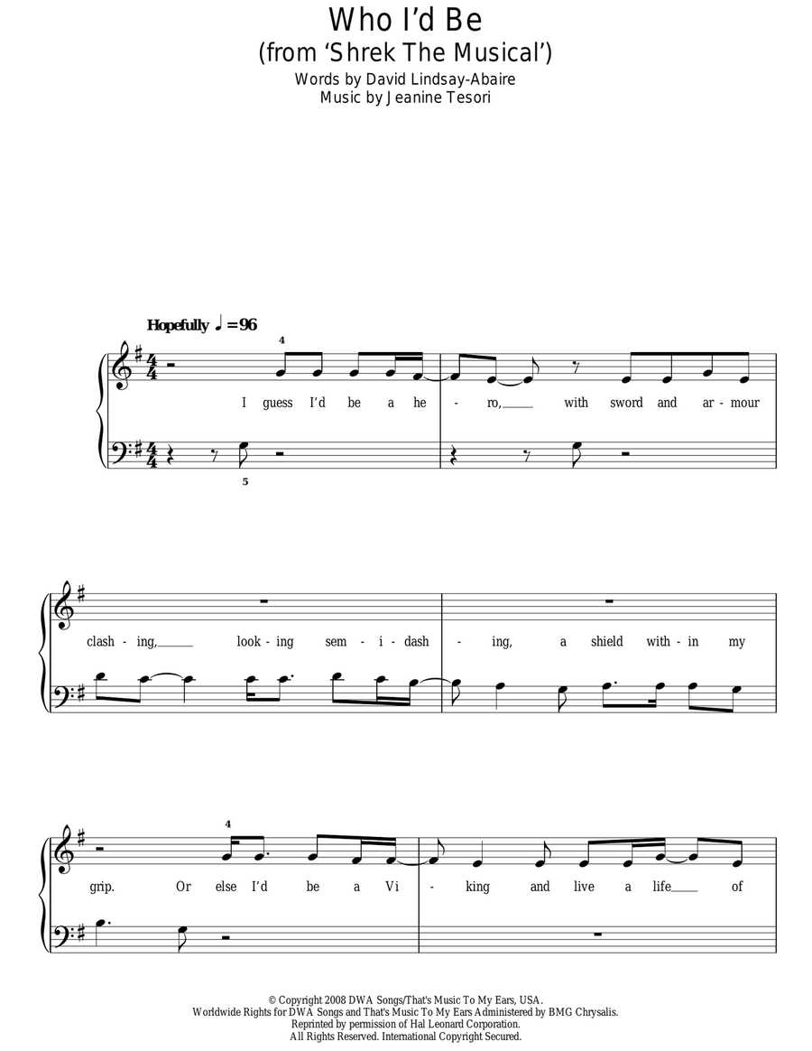 Who I'd Be (from Shrek The Musical) Voice scores gallery preview page 1
