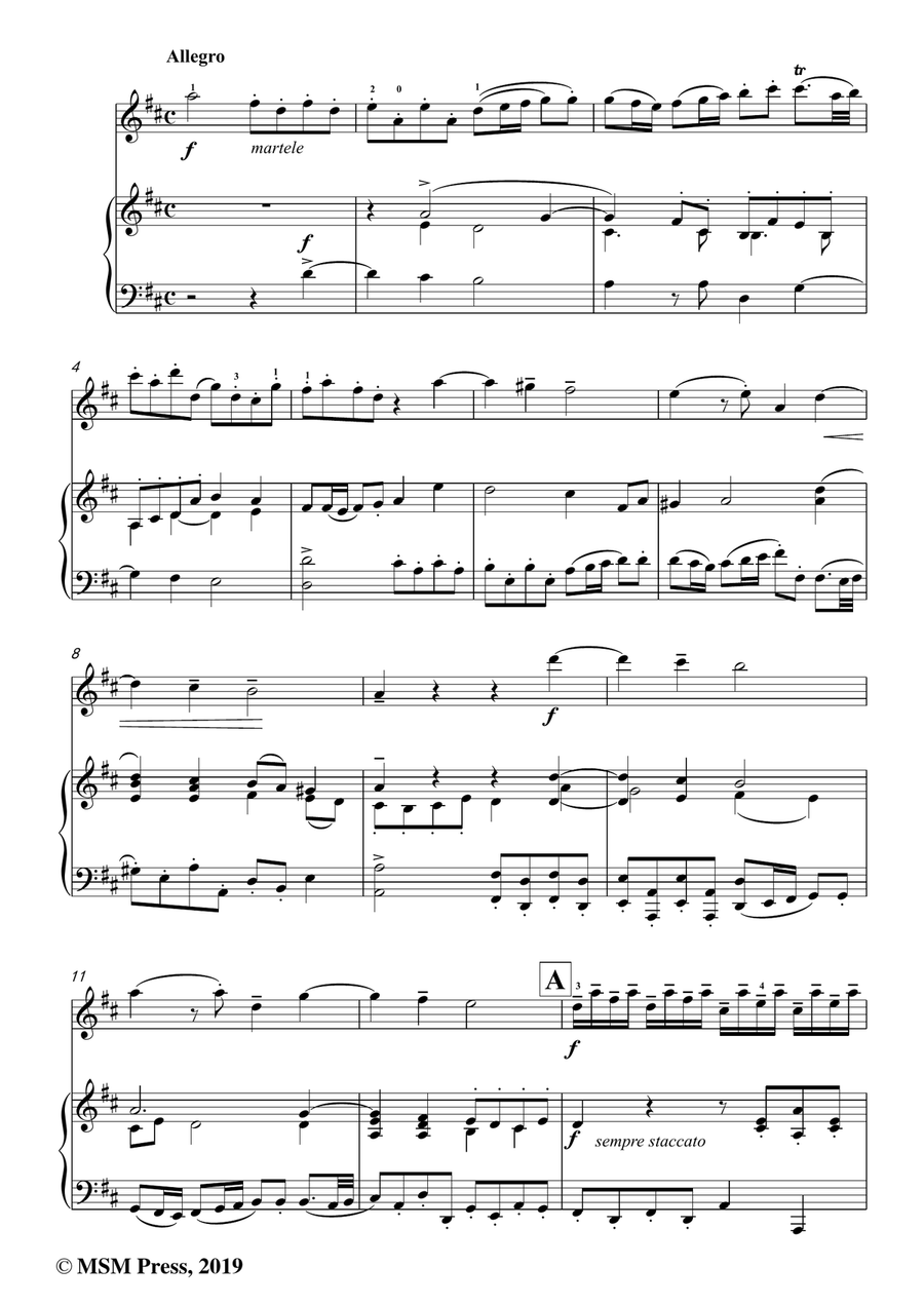 Handel-Violin Sonata,in D Major,HWV 371(Op.1 No.13),for Violin and Piano Violin Solo scores gallery preview page 6