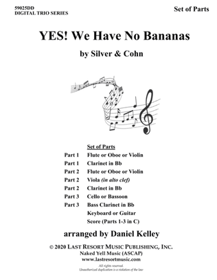 Book cover for Yes! We Have No Bananas for String Trio (or Wind Trio or Mixed Trio) Music for Three