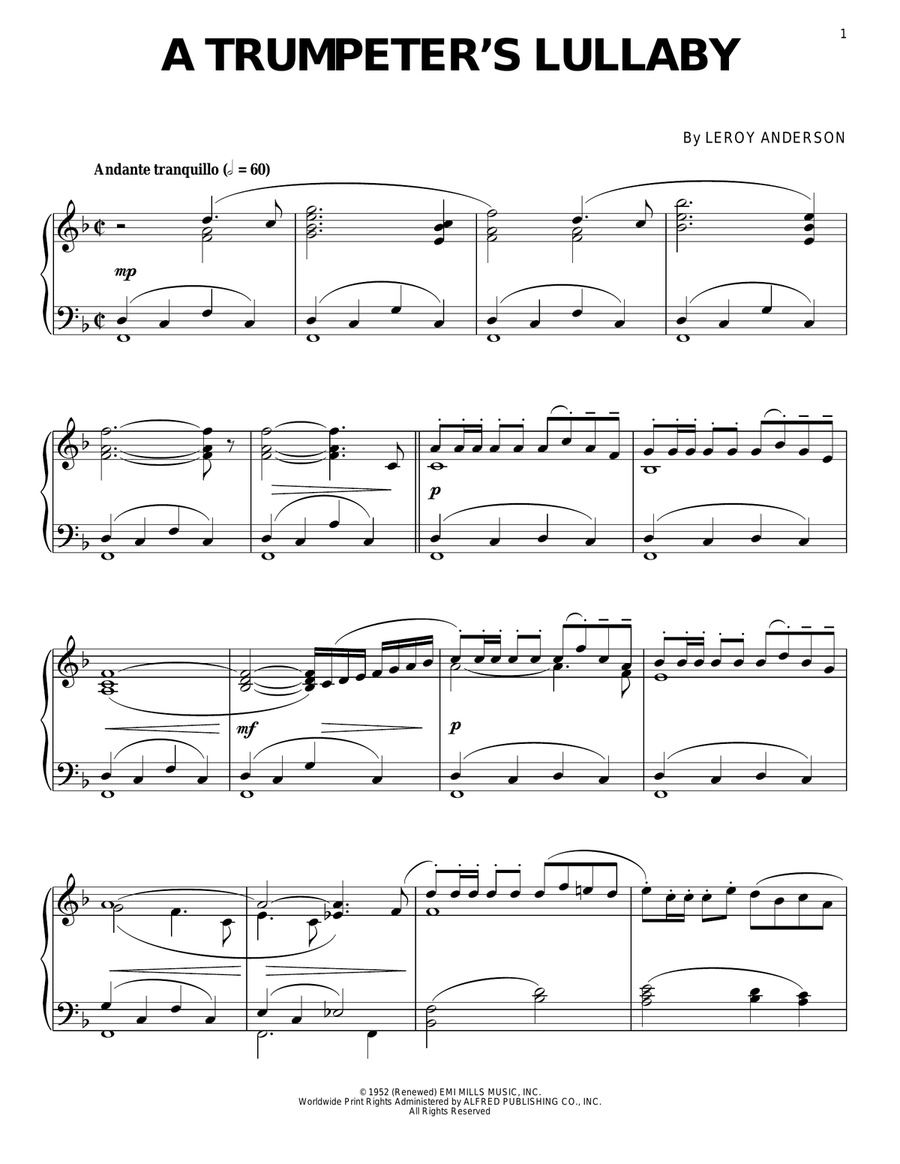 A Trumpeter's Lullaby Trumpet scores gallery preview page 1