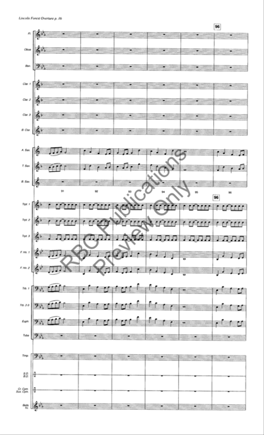 Lincoln Forest Overture (Score) Concert Band scores gallery preview page 19