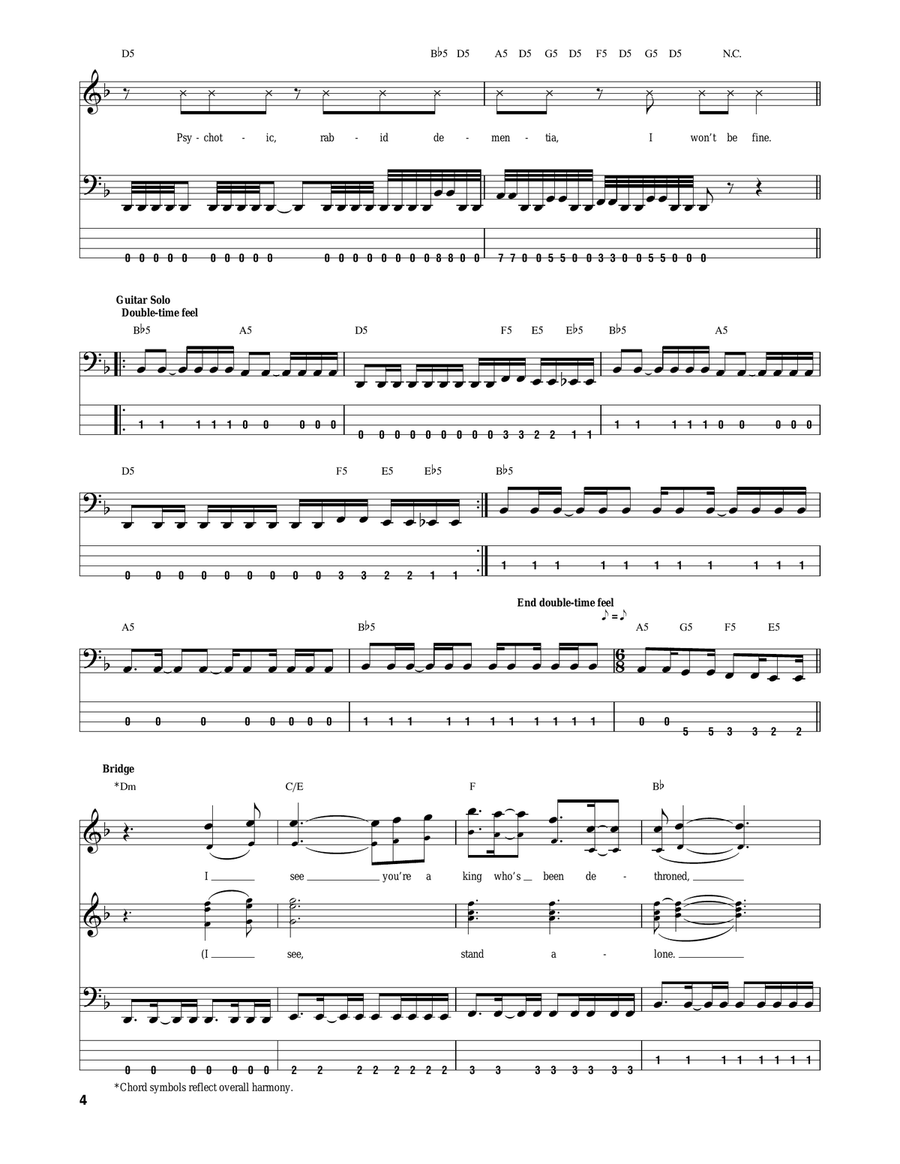 Welcome To The Family Bass Guitar Tablature scores gallery preview page 4