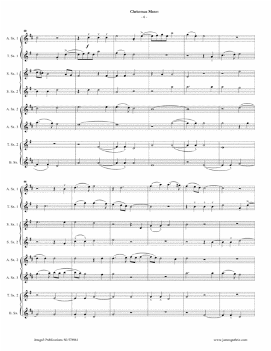 Mouton: Christmas Motet for Sax Choir Choir scores gallery preview page 6