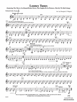 Looney Tunes: 3rd Violin (Viola [TC])