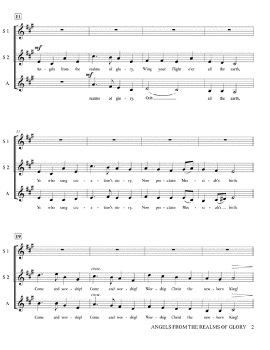 Angels from The Realms of Glory - SSA A Cappella SSA scores gallery preview page 3