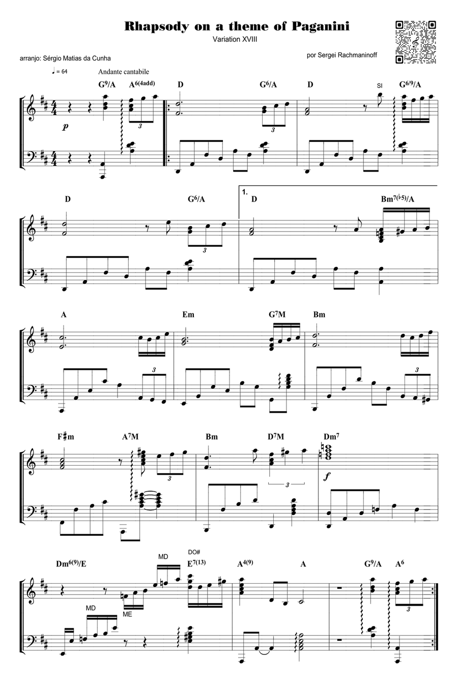 Rhapsody on a theme of Paganini (fase2) Piano Solo scores gallery preview page 1