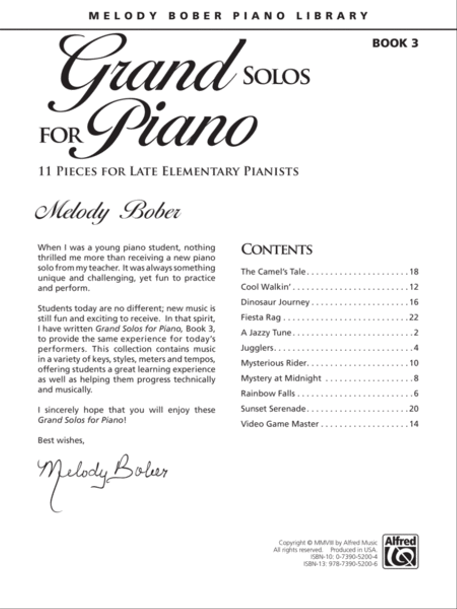Grand Solos for Piano, Book 3: 11 Pieces for Late Elementary Pianists Piano Method scores gallery preview page 1