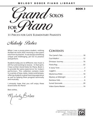 Book cover for Grand Solos for Piano, Book 3: 11 Pieces for Late Elementary Pianists