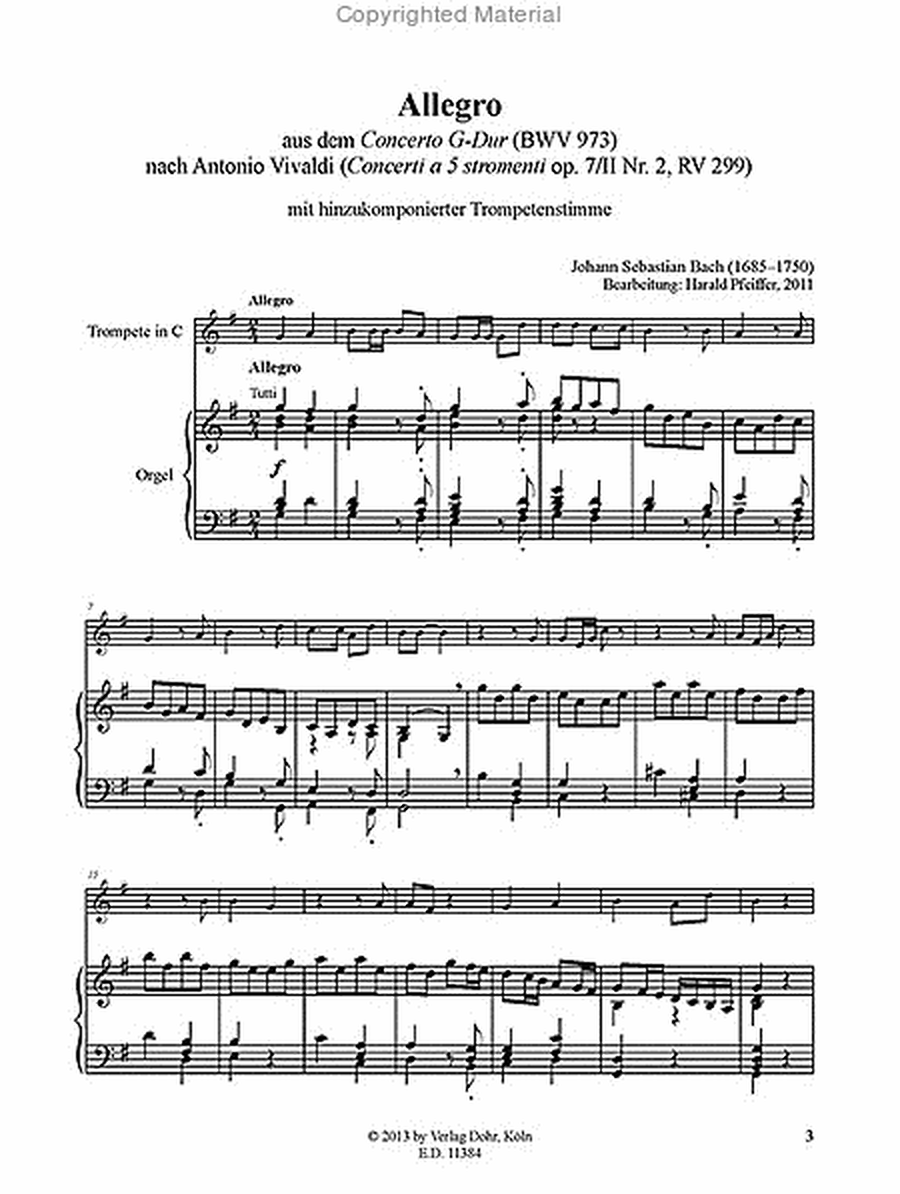Allegro G-Dur BWV 973/1 (für Trompete und Orgel)