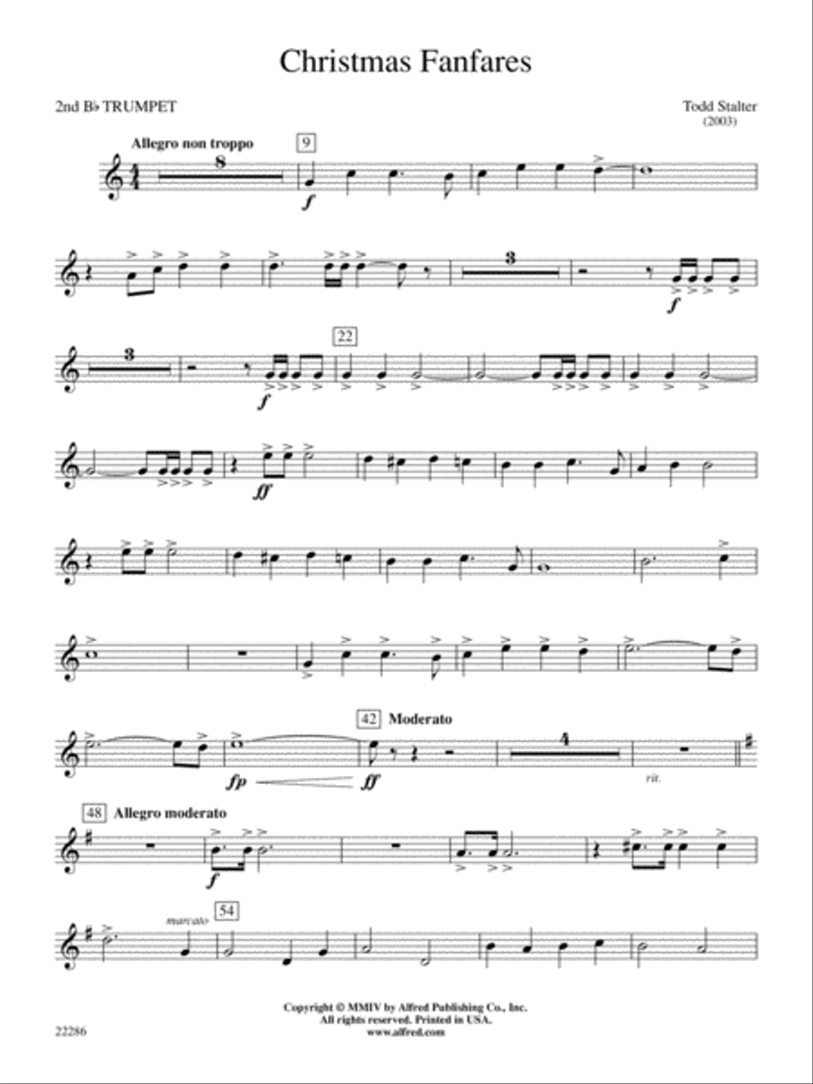 Christmas Fanfares: 2nd B-flat Trumpet Concert Band scores gallery preview page 1