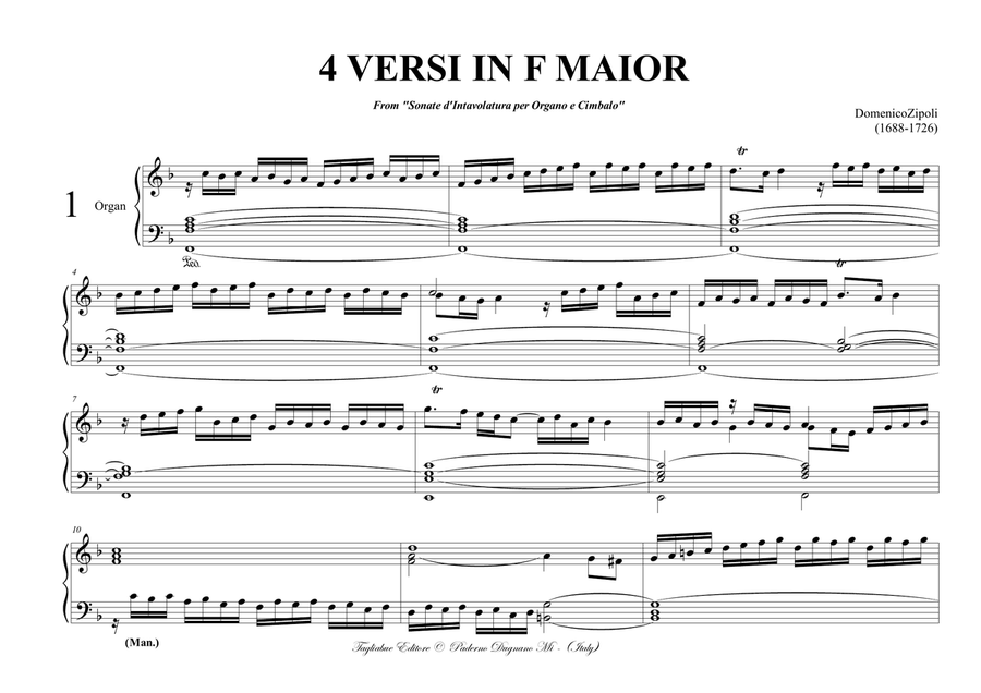 QUATTRO VERSI IN F MAJOR - D. Zipoli - From Sonate d’Intavolatura per Organo e Cimbalo Organ Solo scores gallery preview page 2