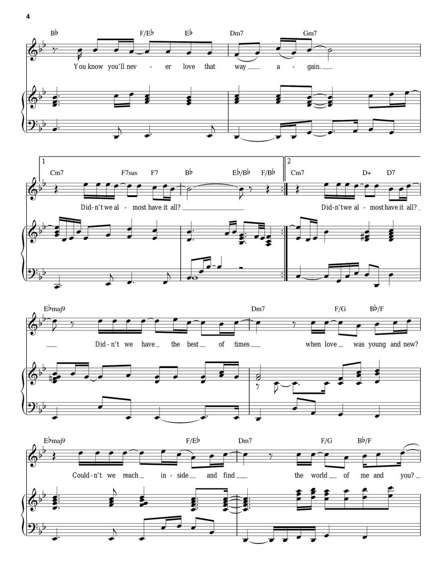 Didn't We Almost Have It All Piano, Vocal scores gallery preview page 4