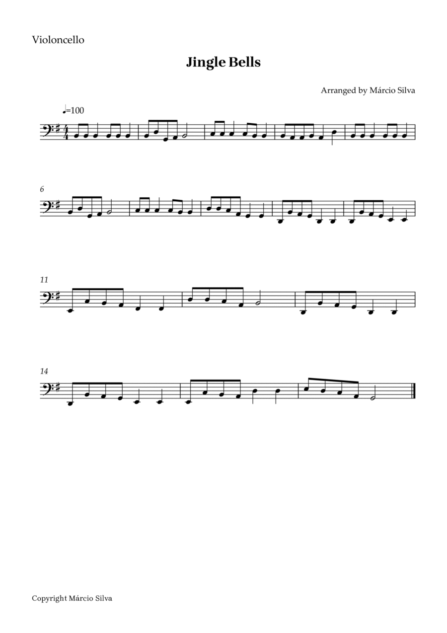 JINGLE BELLS - cello Cello Solo scores gallery preview page 1